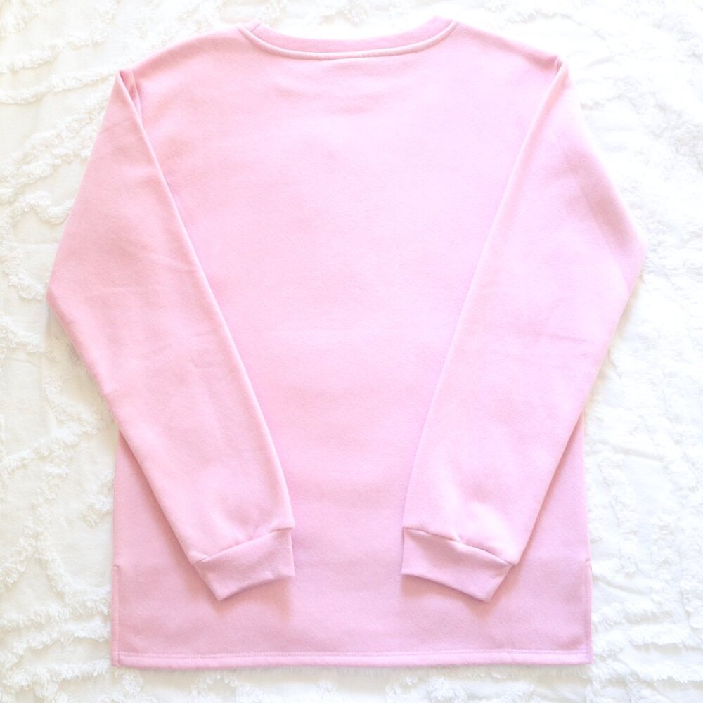 Peanuts | Snoopy Chenille Embroidered Patch Soft Fleece Pink Sweatshirt NWT | S - Picture 12 of 13